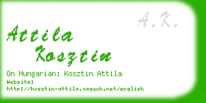 attila kosztin business card